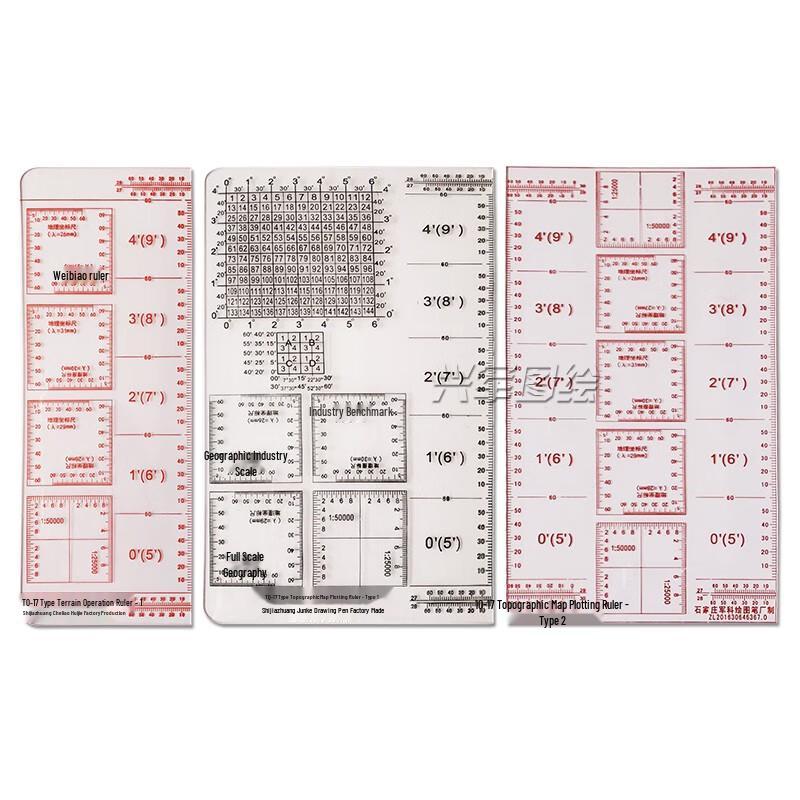 Military Multi-functional Topographic Map Ruler