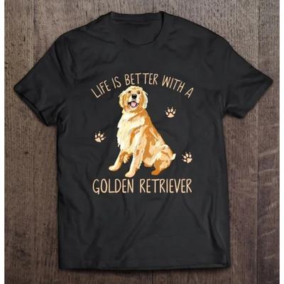 Das Leben ist besser mit einem Golden Retriever Sommer Neuheit Modehemd 100% Baumwolle T-Shirt