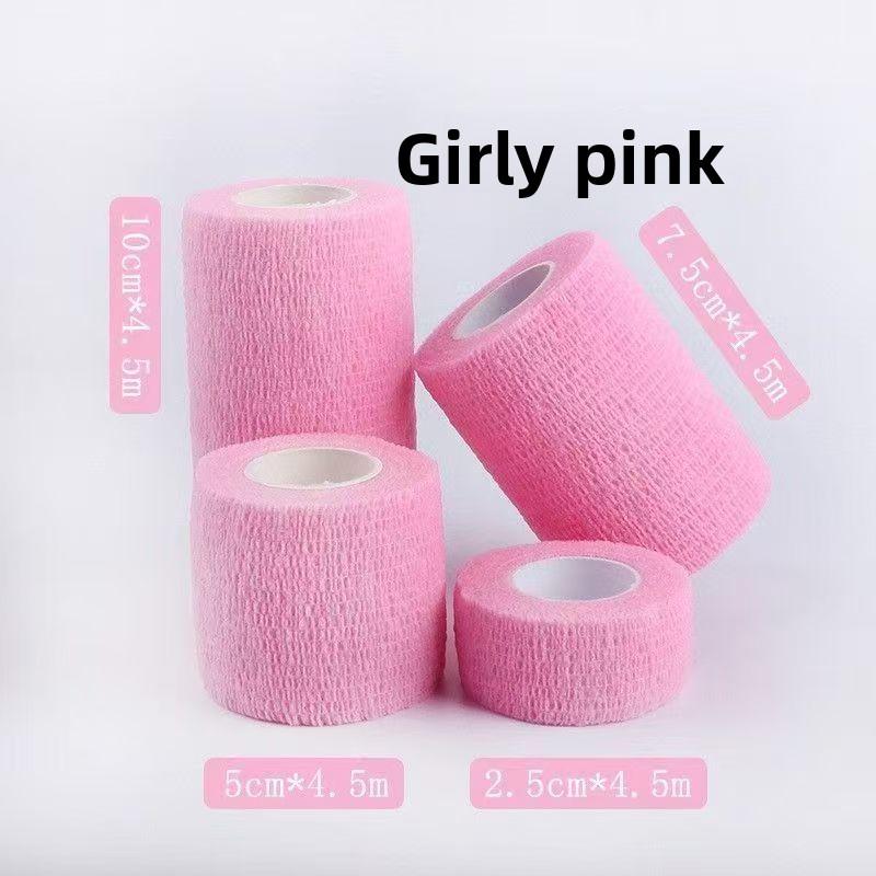 

1 шт. Самоклеящийся эластичный бинт Нетканый спортивный бандаж для запястий, пальцев, локтей, коленей и т. д. Идеально подходит для баскетбола и фитнеса 5cm*4.5m розовый