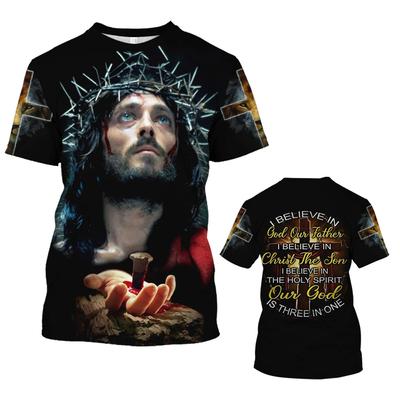 Christlicher Jesus Herren T-Shirt Top 3D Druck Übergroße Kurzarm T-Shirts Harajuku Streetwear Sommer Herren T-Shirt Herren Kleidung