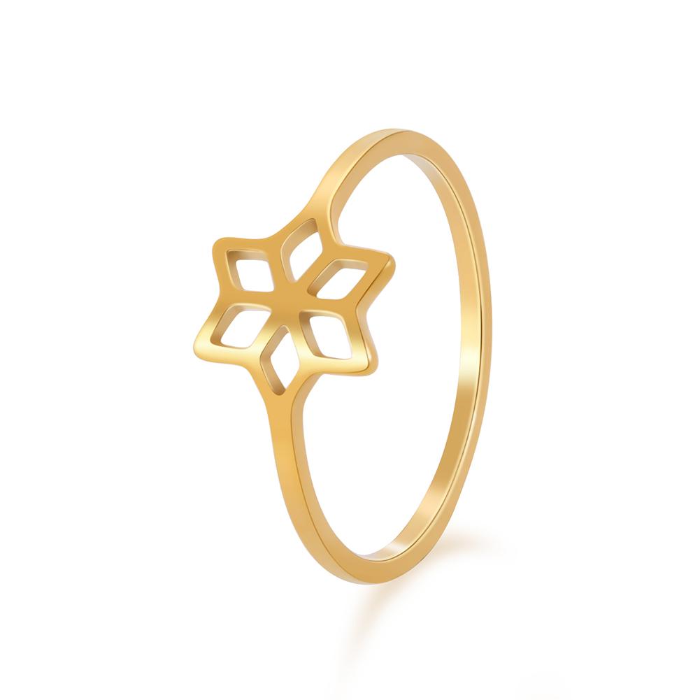 Stainless Steel Geometric Snowflake Rings for Women Minimalist Ring Jewelry Female Engagement Wedding Valentine Gift
