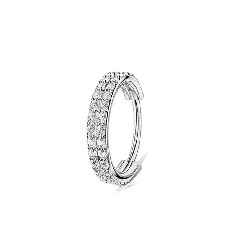 

ASTM F136 Titanium 16G Double Layered Zircon Nose Clicker Segment Clicker Ring Helix Cartilage Nose Ring Piercing Body Jewelry 16G 1.2x8mm