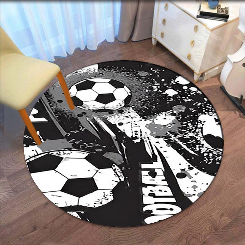 Fußball bedruckter runder Teppich Teppich Stuhlteppich Läufer Eingang Fußmatten, für Bürostuhl Wohnzimmer Schlafzimmer Küche.