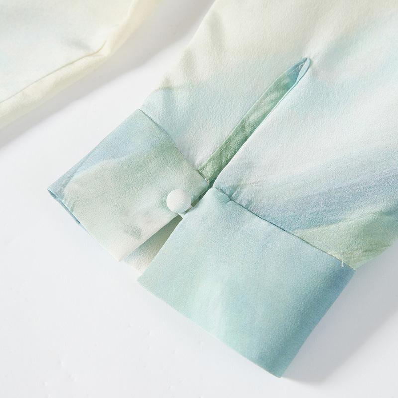 New Chinese Summer Stand up Collar Mulberry Silk T-shirt