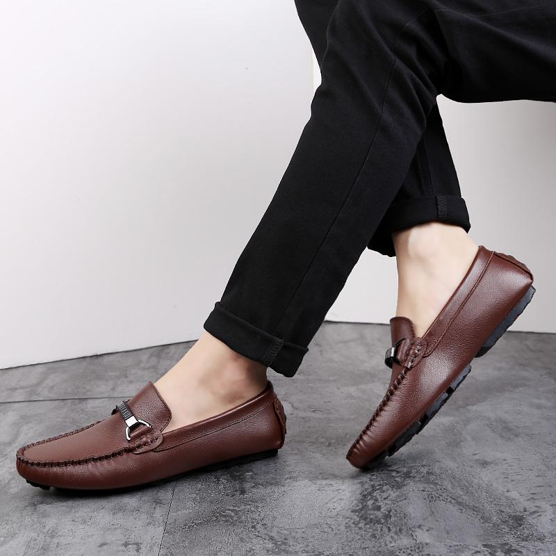 FashionGenuine Leather Slip On Mens Loafers Casual Shoes Men Designer Lofer Man Mocasines Hot Sale Loafer Trend 2024 Loffers Low Lofars
