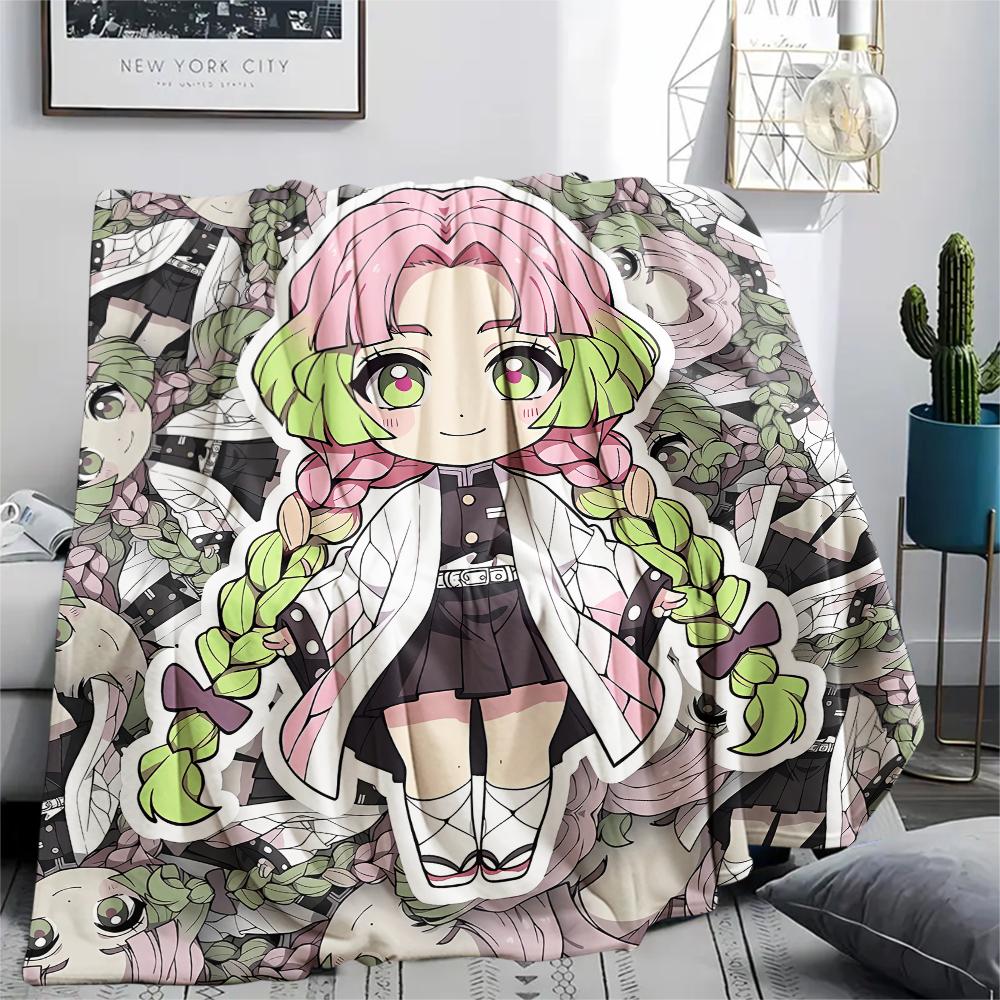 1PC Demon Slayer Print Flannel Blanket, High Quality All Seasons, Home Decor, Warmth and Comfort, Perfect for Christmas Gifts