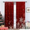 Flat Printing Happy Christmas Party Curtains Red Snowflakes Festive Digital Printed Polyester Drapes Family Curtain Set Of 2 Made Washable