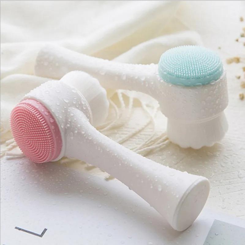 Double-Sided Silicone Facial Cleansing Brush Facial Cleanser Blackhead Removal Product Pore Cleaner Exfoliator Face Scrub Brush