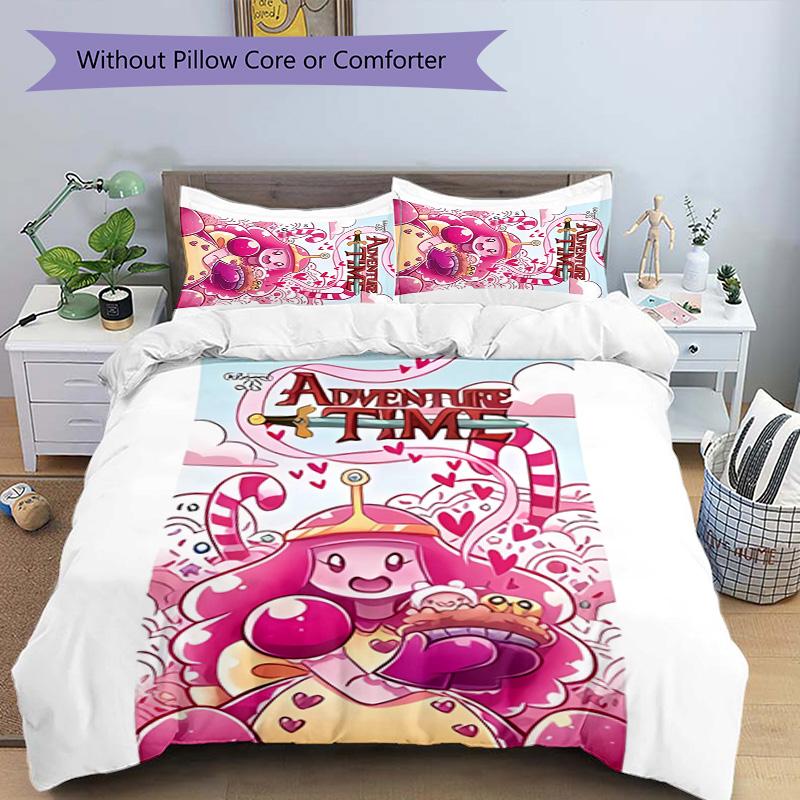 3pcs Adventure Time pattern bedding set duvet cover set includes duvet cover &pillowcases, perfect all season bedroom decoration & gift