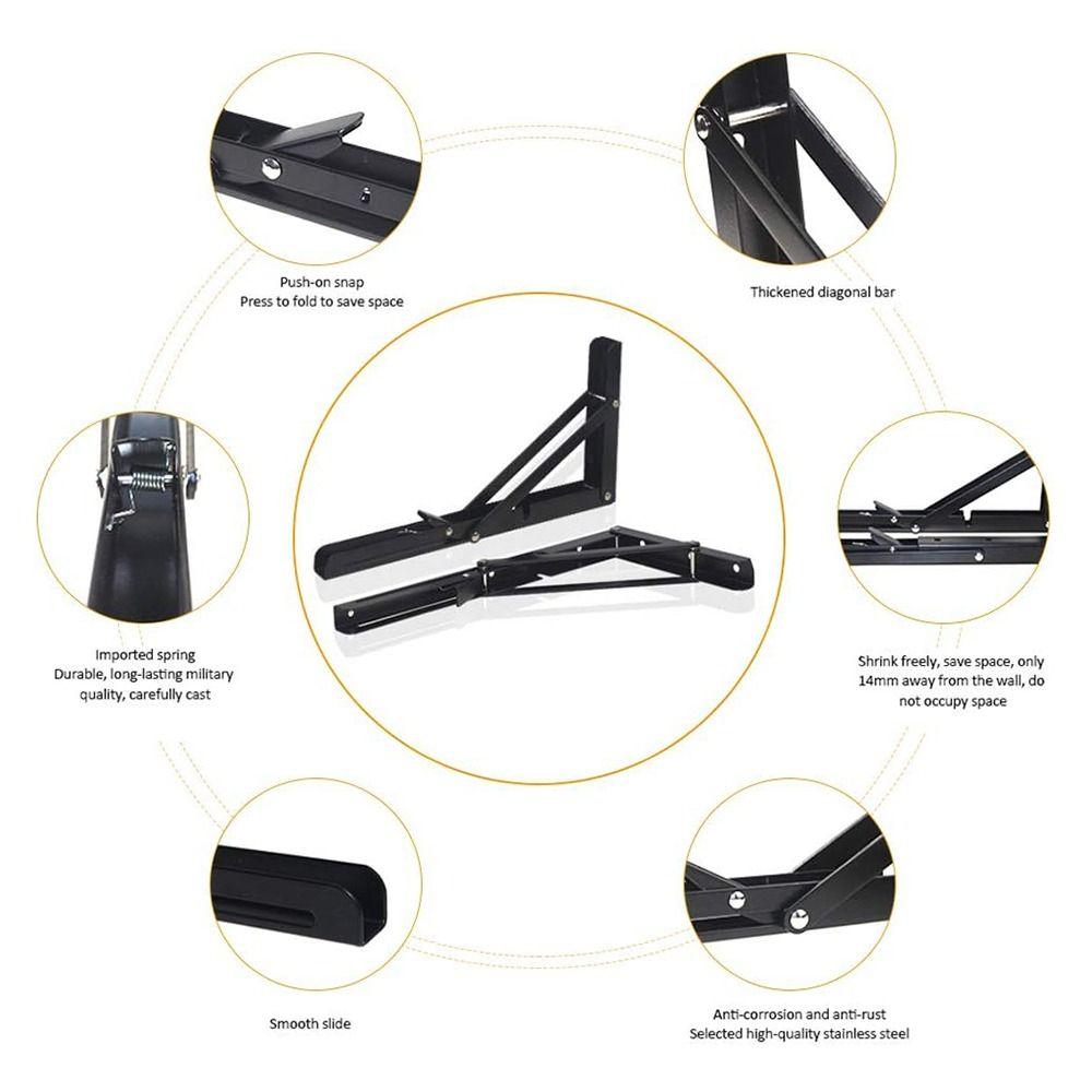 2 Pcs Stainless Steel Extension Frame Heavy Duty Triangle Stand Folding Shelf Brackets Livingroom