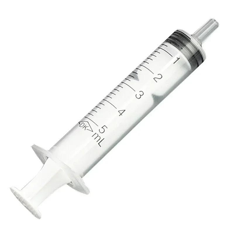 10 Pcs Disposable Plastic 5ml Injector Syringe No Needle for Lab Nutrient Measuring Small Pet Food Feeder (Without Needle)