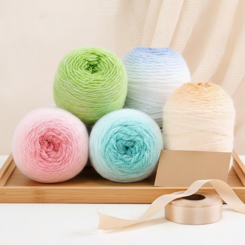 200G/ Roll Practical Gradient Color Wool Yarn Multicolor Handmade Crochet Yarn Soft Diy Knitting Yarn For Hat Sweater