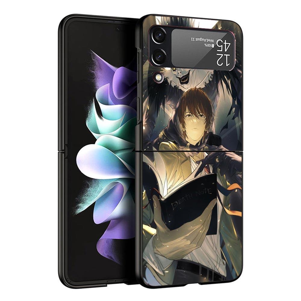 N-Note D-Death Yagami Light Black Phone Case For Samsung ZFlip7 ZFlip6 ZFlip5 ZFlip4 ZFlip3 5G Hard Protective Galaxy Z Flip 3 4
