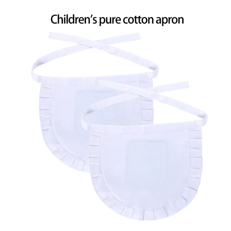 Simple Half Waist Apron For Kids Girls Ruffled Edge Pocket Apron For Kitchen Cooking Role Play Party Gifts 1Pcs