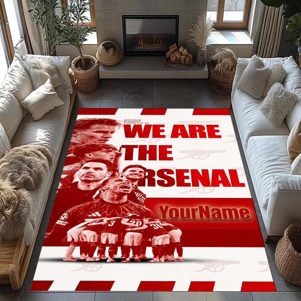 Arsenal Customizable Name Floor Mat Design for Study Room Living Rooms Decorate Room Dormitory Antislip Carpet Office Home Decor Gift for Festivals