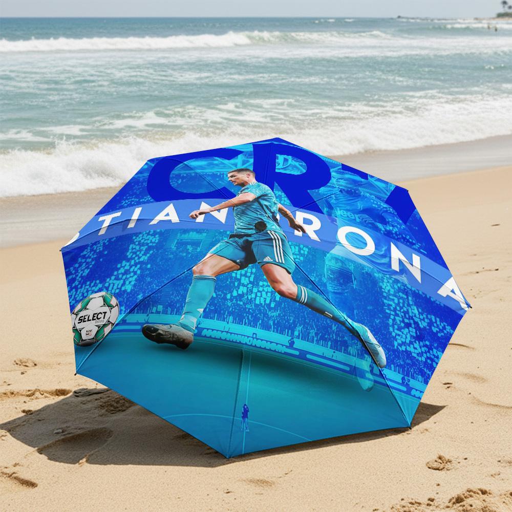 1 PC Automatic Folding Umbrella-Ronaldo Pattern, Portable & Foldable Design with 8 Ribs, Christmas Birthday Gifts