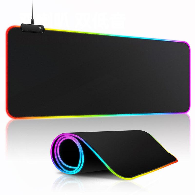 

Светящийся RGB-коврик для мыши чисто черного цвета, утолщенный, большой, для стола, с защитой от зацеплений, нескользящий, стильный, очень большой, для киберспорта, игр и офиса. black 800x300x3