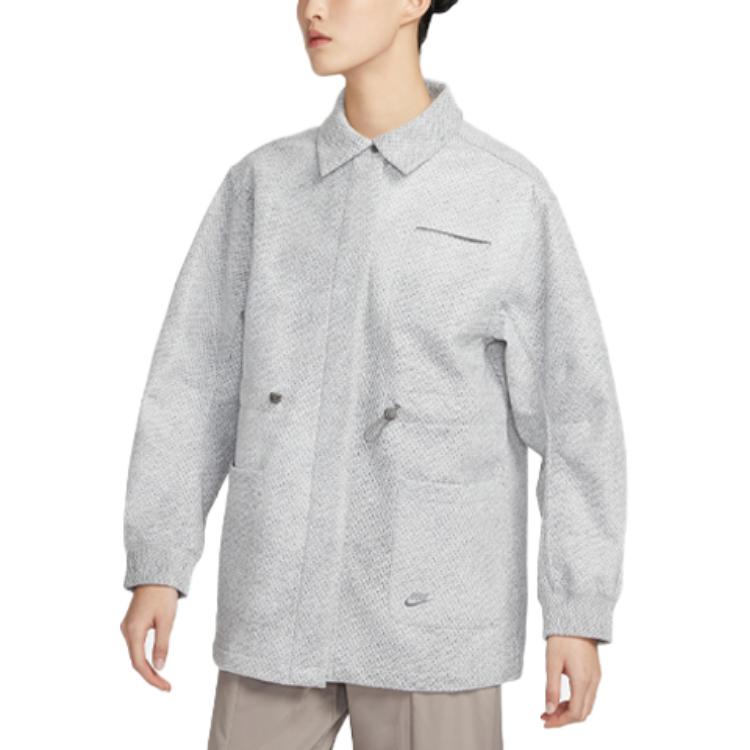 Nike Forward Mesh Collar Long Sleeve Jacket Women Outerwear Smoke-Grey DZ0749-077