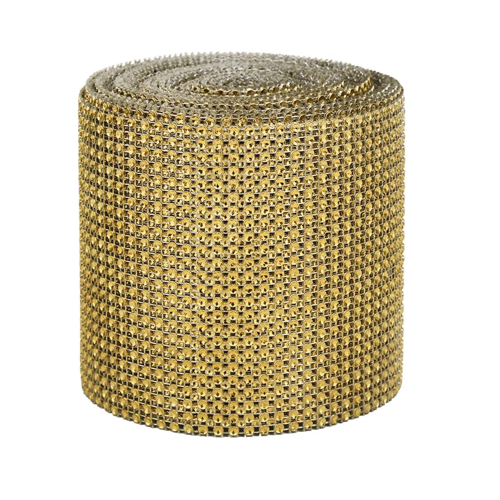 9m 24 Rows Electroplating Plastic Artificial Rhinestone Ribbon Mesh Wedding Clothing Decoration