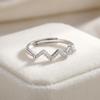 Adjustable S925 Sterling Silver Heartbeat Wave Diamond Ring for Women – Sweet Girly Accessory