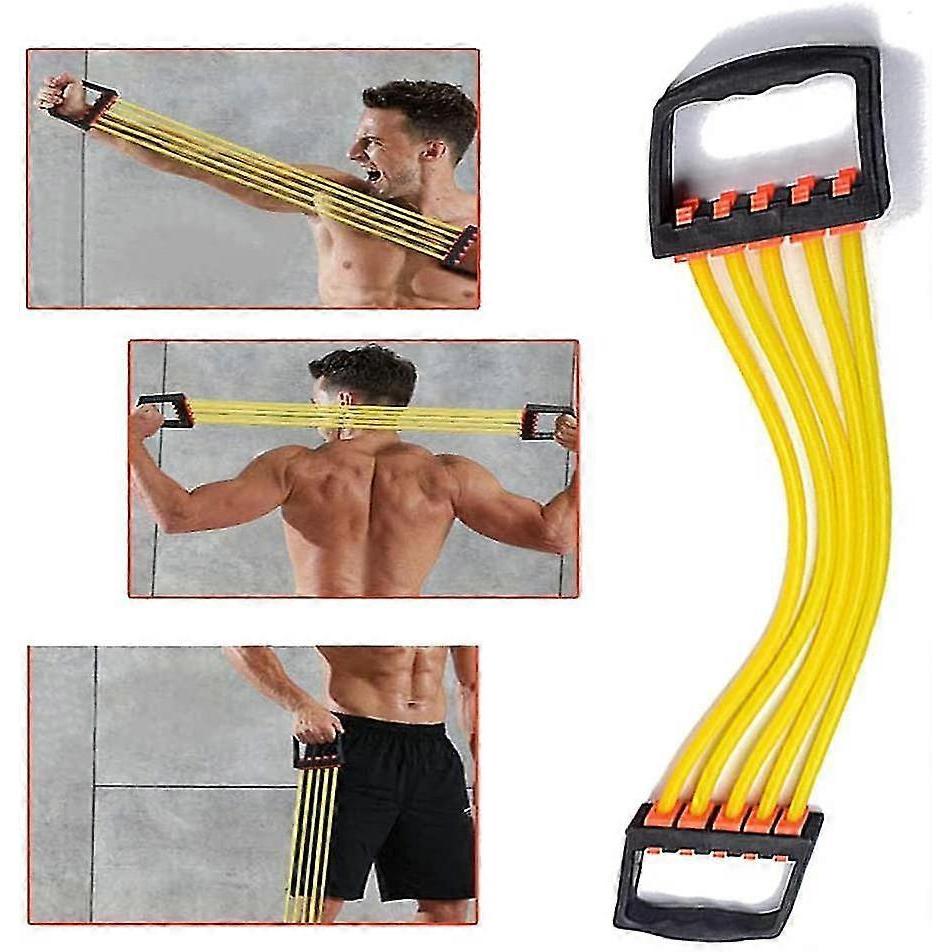 Chest Expander Resistance Band, Sports Chest Expander, Adjustable 5 Spring Latex Chest Expander For Chest Expander Resistance Training, Yellow