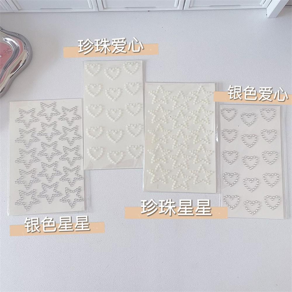 3D Star Heart Shaped Pearls Crystal Stickers Kids DIY Self Adhesive Jewel Crafts Sparkly Rhinestone Stationery Stickers Girls