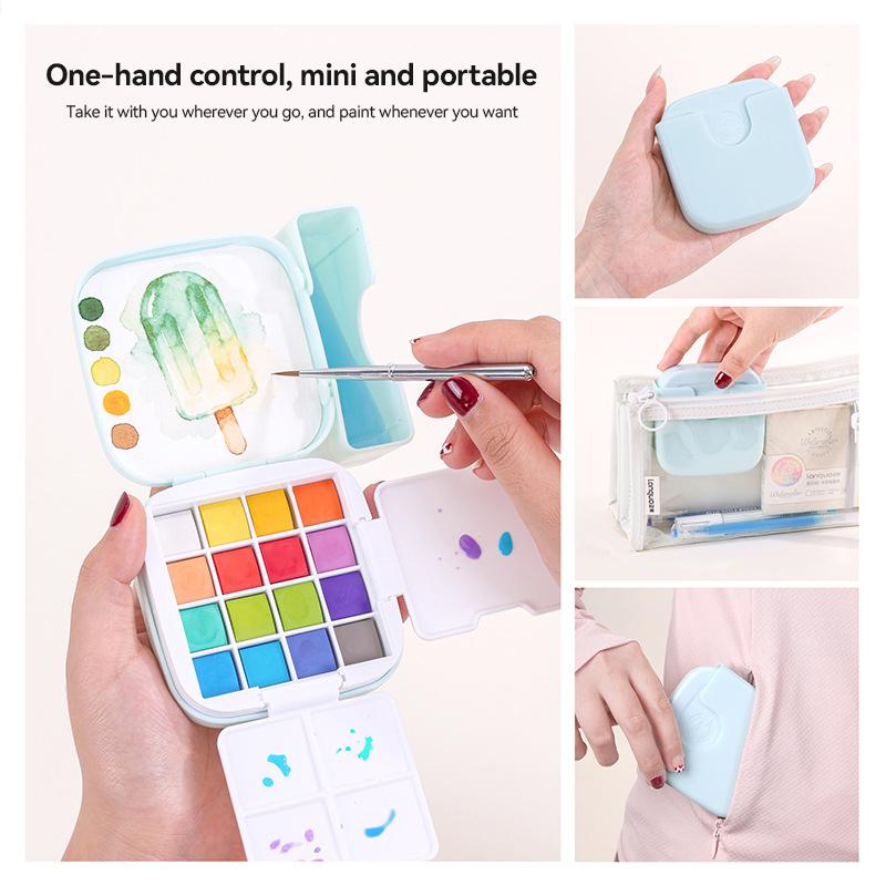 Languo Watercolor Palette Set 16 Colors Mini Portable Solid Watercolor Pigment Set Travel Paint Palette For Painting Writing