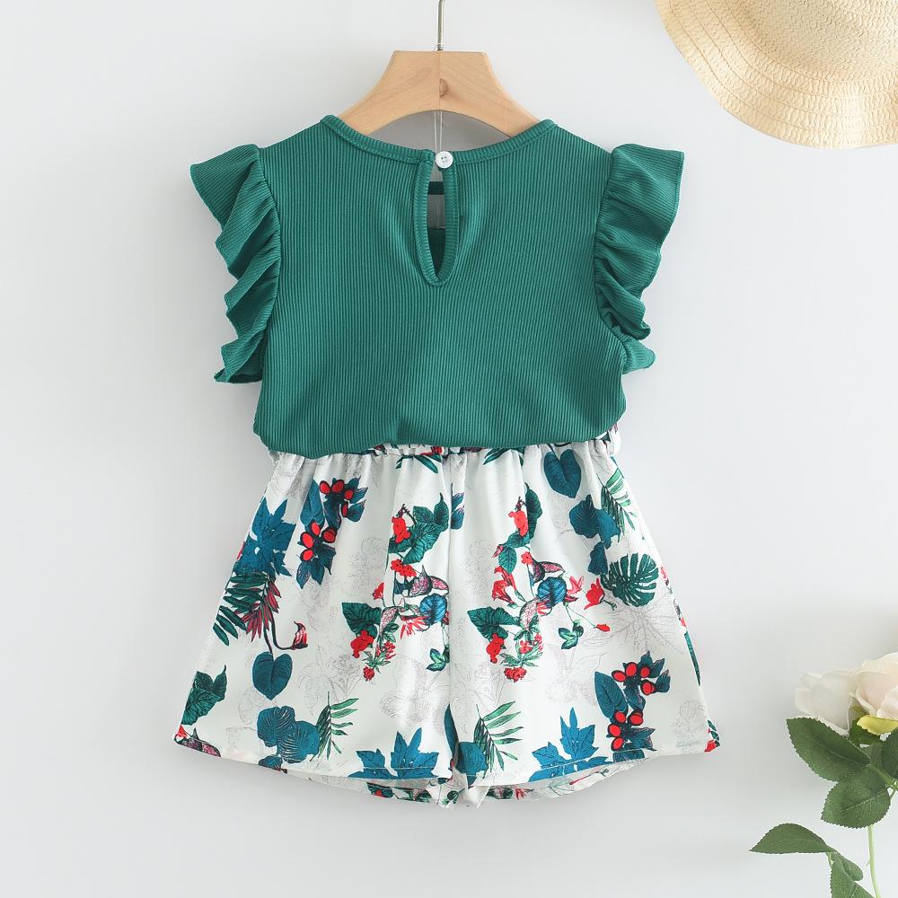 Girls Summer Sleeveless Shorts Set Baby Girl Cool Breathable Outfit Kids Casual Two Piece Clothing Suit For Toddler
