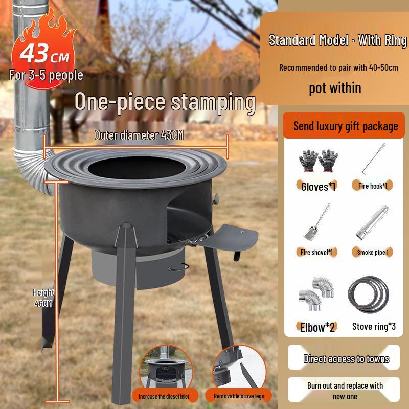 Portable Outdoor Firewood Stove for Camp Cooking and Tea Brewing