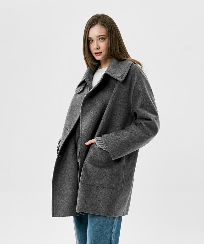 Ranunculus Oversized Double Coat_Melange Grey