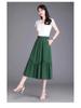 Plus Size High-Waist Pleated A-Line Skirt - Summer Slimming Elastic Swing Skirt for Moms