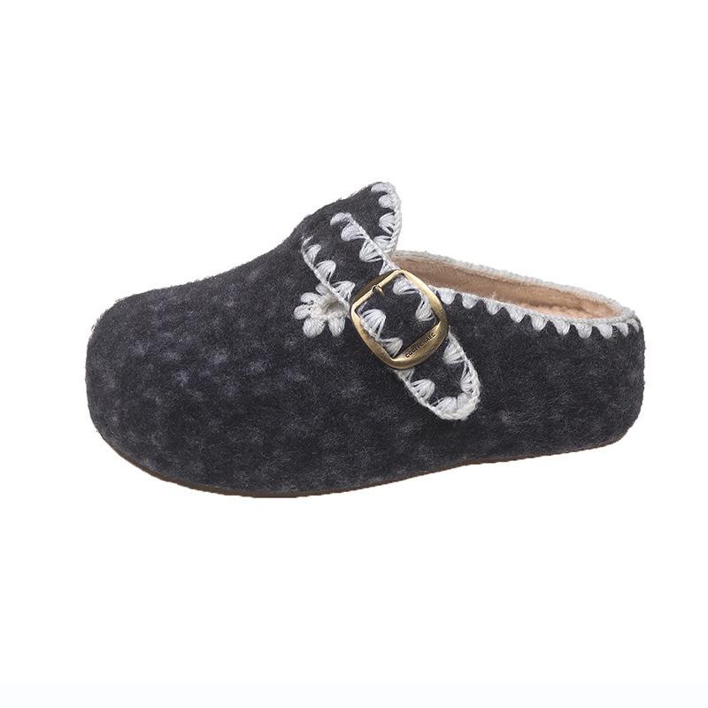 Thick-soled one-pedal lazy shoes women's autumn new outer wear bag head half slippers belt buckle fashion