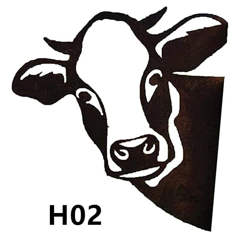 Garden Farm Peeping Cow Chickens Sheep Metal Garden Pendant Decoration Yard Art Decor Peeking Cow Metal Art, Peeping Cow Ornament