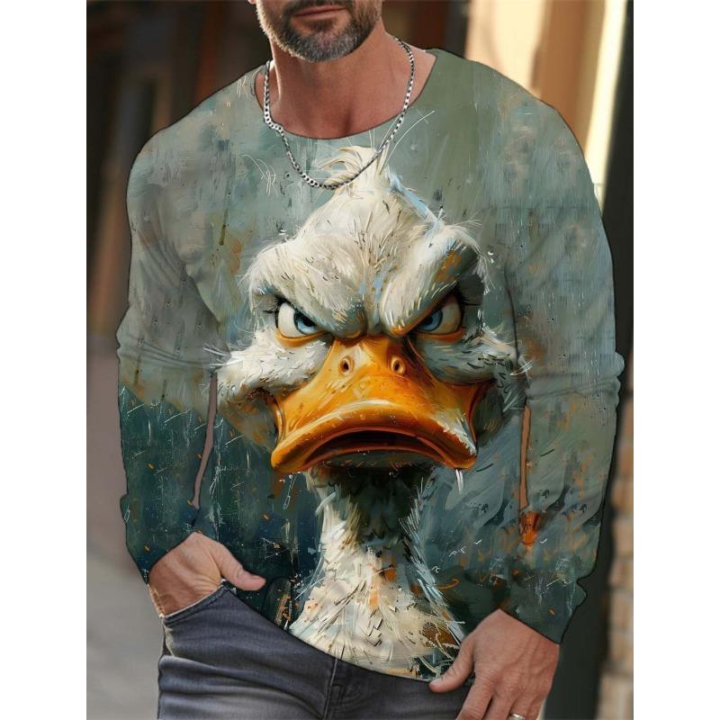 Fashion Animal Tiger Wolf Pattern 3D Printed Men's T-shirt Autumn New Men's Long Sleeves T-Shirt Casual Oversized Pullover  Tops