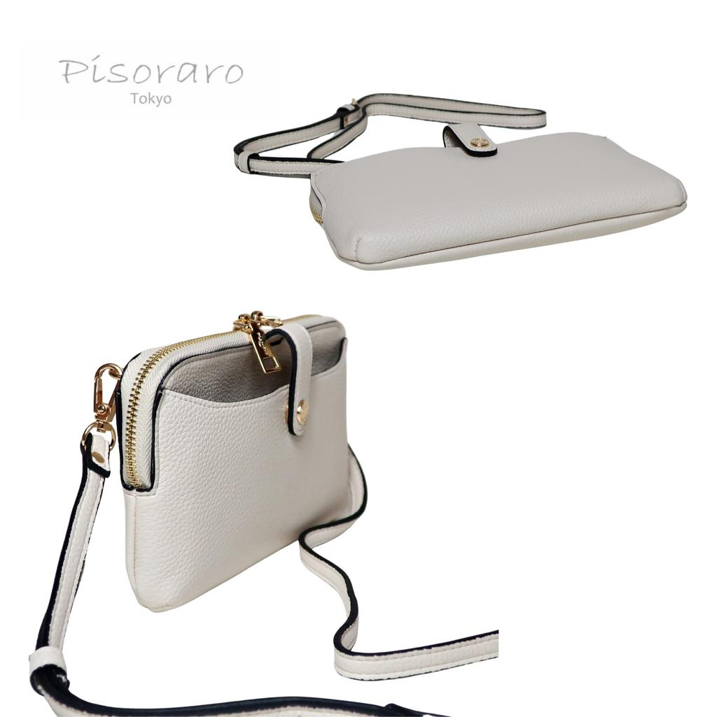 Pisoraro Wallet Shoulder with Smartphone PR184 IVORY [Pisoraro] Storage, Crossbody, Ivory, Multi-Functional