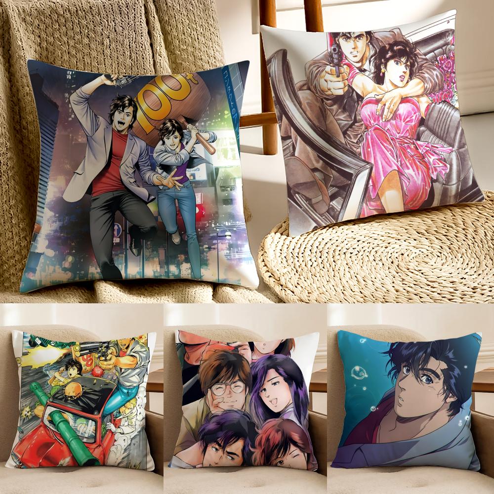 City HHunter Kissen Klassische Anime Kissenbezug Kissenbezug Anti-Milben Wohnzimmer Sofa Dekor Kissen Zimmer