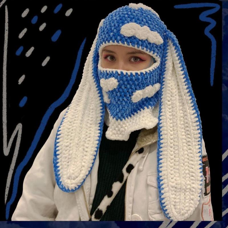 Căciulă pulover nouă cu ciucure pentru adulți, căciulă lână tricotată manual, mască de față personalizată, căciulă dintr-o bucată