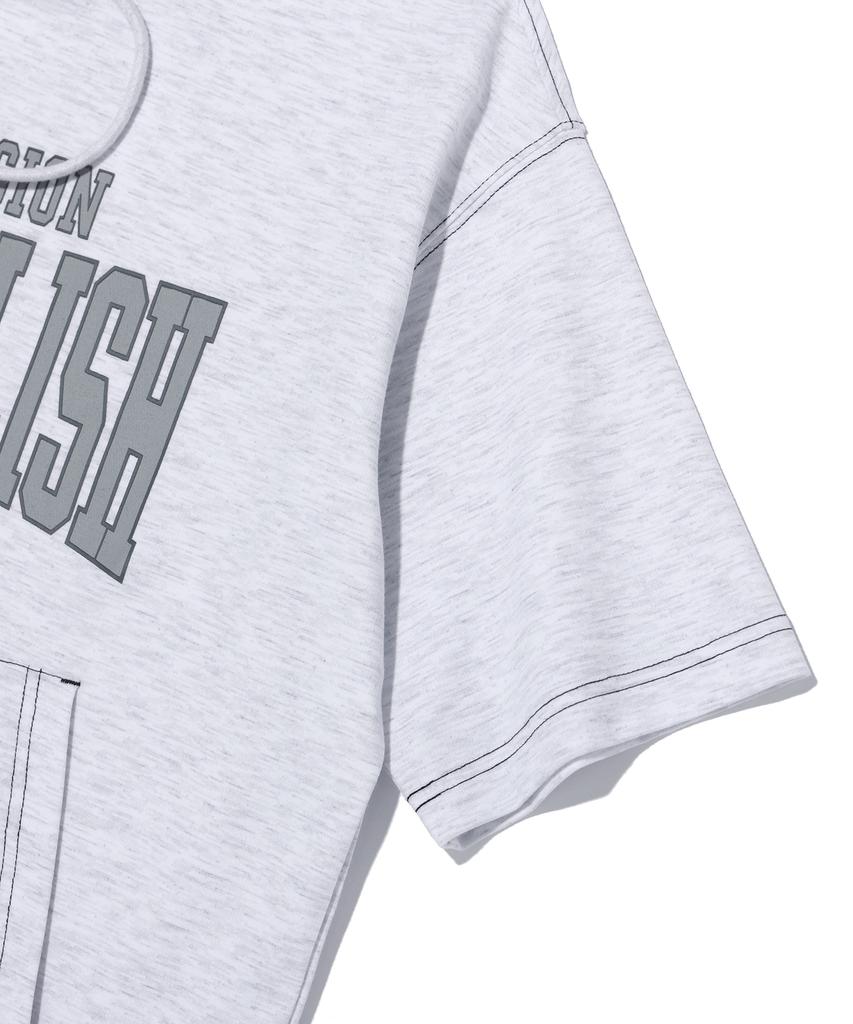 BUNKERBUSTER Contrast Stitch Lettering Hoodie Short Sleeve T-Shirt Mq7Tu424_Light Grey