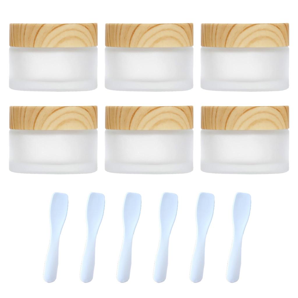 Felimoa Refillable Matte Clear Cream Jars with Spatula, Approx. 30g Capacity, Set of 6