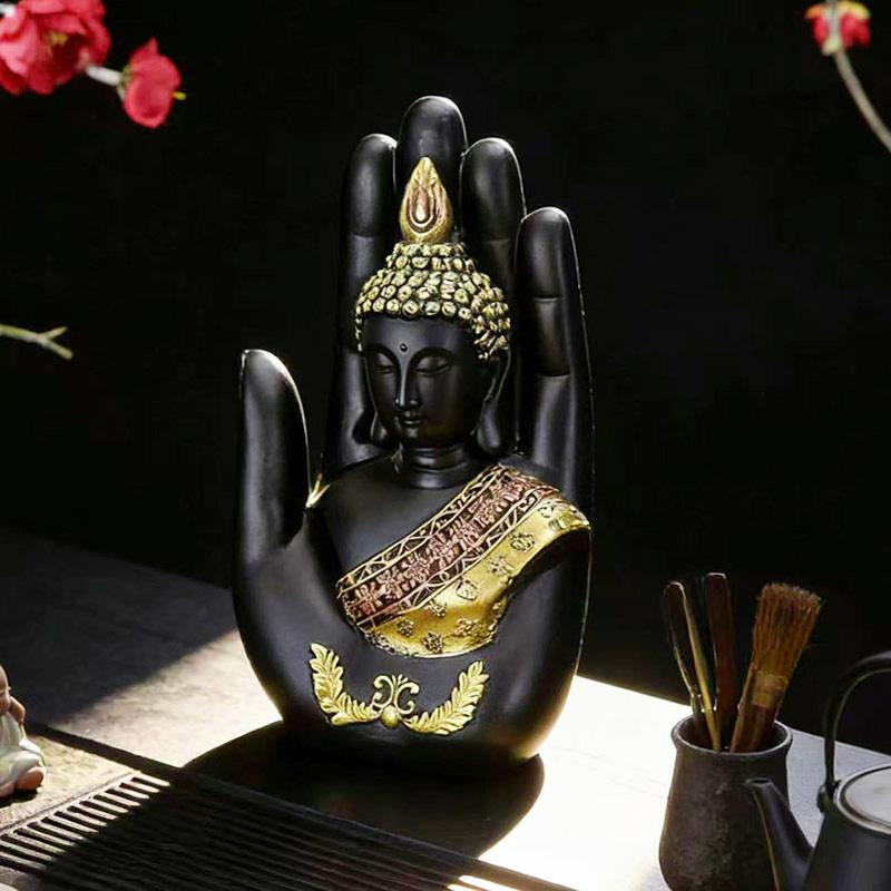 1 Pc Creative Palm Buddha Ornament Zen Home Buddha Statue Shakyamuni Buddha Head Decoration Resin Crafts Gift for Family