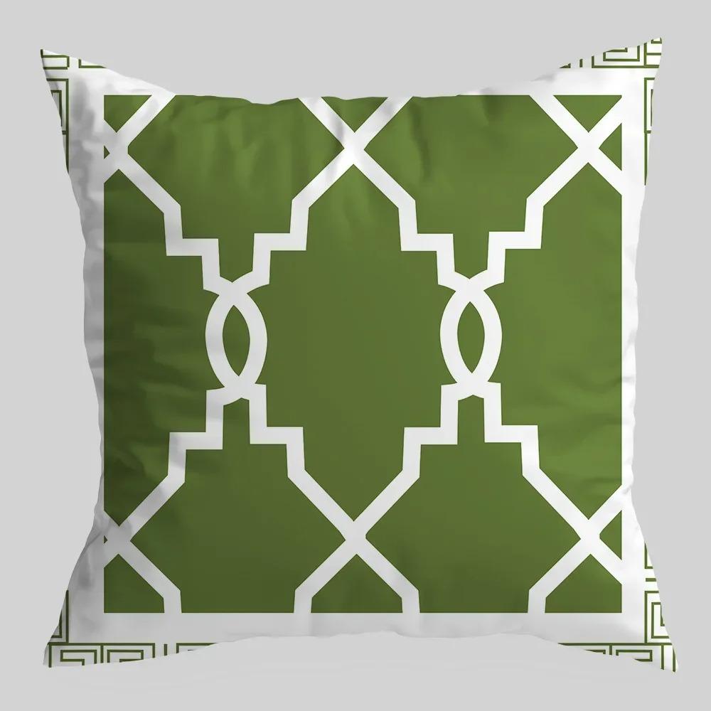 Green Fresh Geometric Print Pattern Pillowcase Suitable for Home Living Room Sofa Car Decorative Cushion Cover