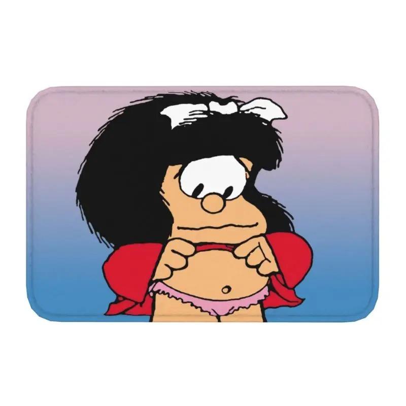 Cartoon Hübsches Mädchen Fußmatte Retro Mafalda Manga Vorderer Boden Eingangsbereich Matte Quino Manga Cartoon Badezimmer Teppich Küchenmatte