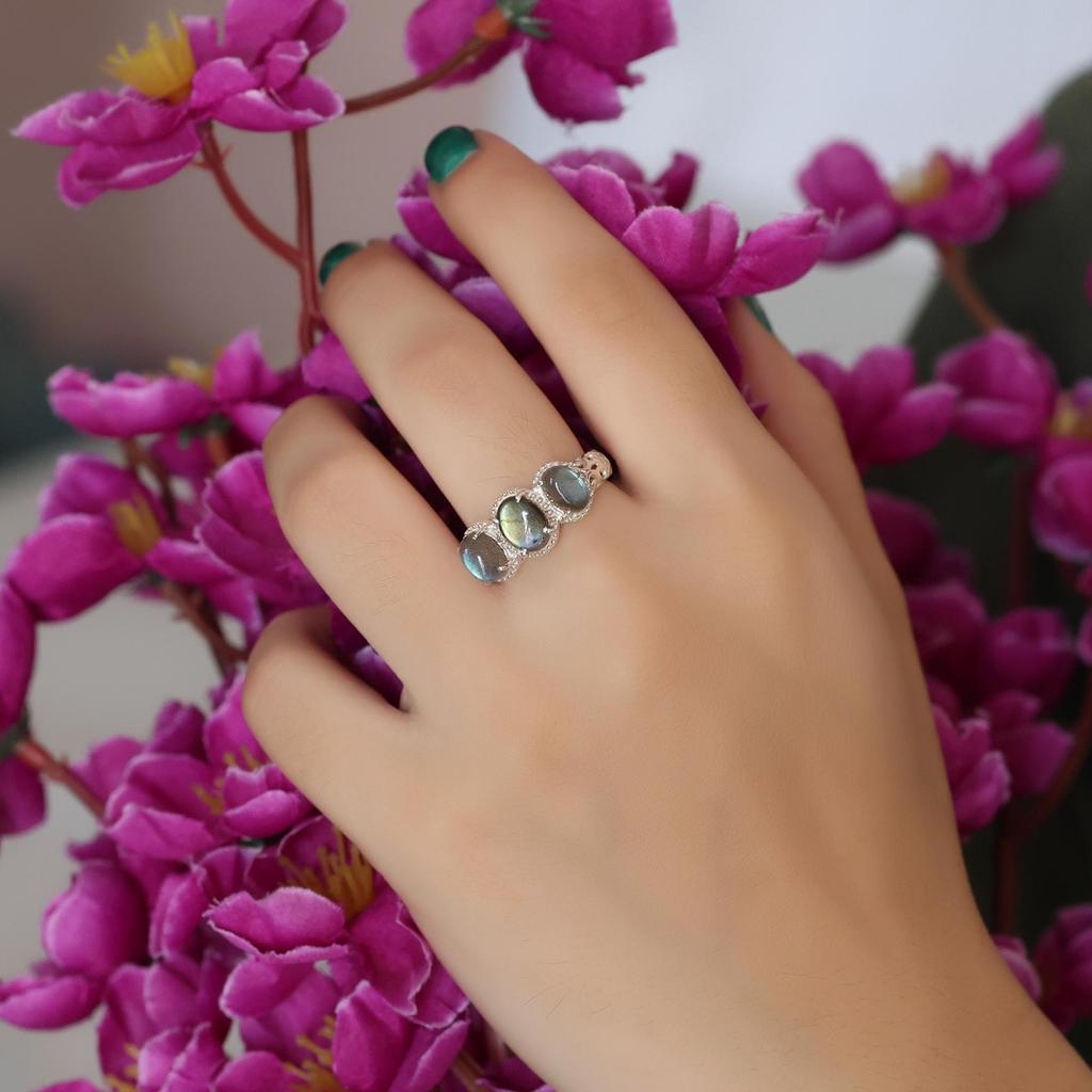 Inel pentru Femei cu Piatră Prețioasă Labradorit, Argint Sterling 925 Pur 100%, Bijuterii Handmade, Inel Argintiu, Ar8921