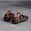 Johnature Genuine Leather Solid Color Belt Buckle Women's Shoes Retro Versatile Tassel Round Toe Soft Sole Flats