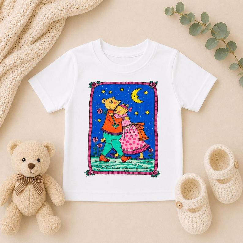 Infant T-shirt Moonlight Dancing Bears – Whimsical Animal Baby Clothes, The World of Penny Noble Teddy Bear Illustration, Toddler Gift 140