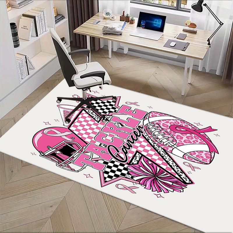 Pink Ribbon Tackle Cancer Chair Mat Office Carpet, Oversized Rug for Home Decor, Gift, Suitable for Bedroom, Living Room, Various Rooms