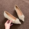 Sequined Flat-soled Heightening Wedding Shoes 2025 Xiuhe Main Wedding Dress Two Wear Crystal Bridal Shoes with Dress French Bridesmaid Shoes
