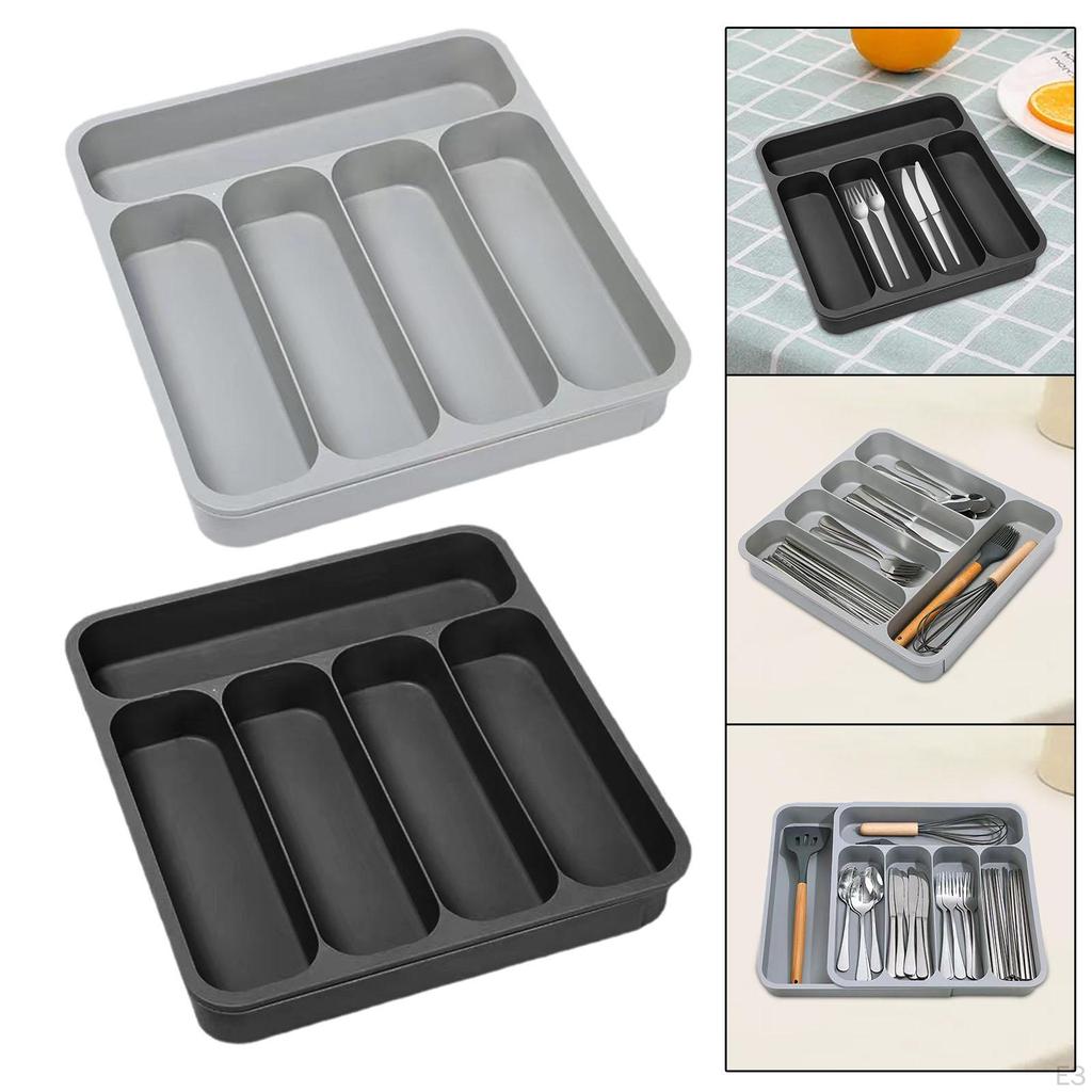Cutlery And Silverware Tray, 6 Compartments, Drawer Dividers, Expandable Organizer