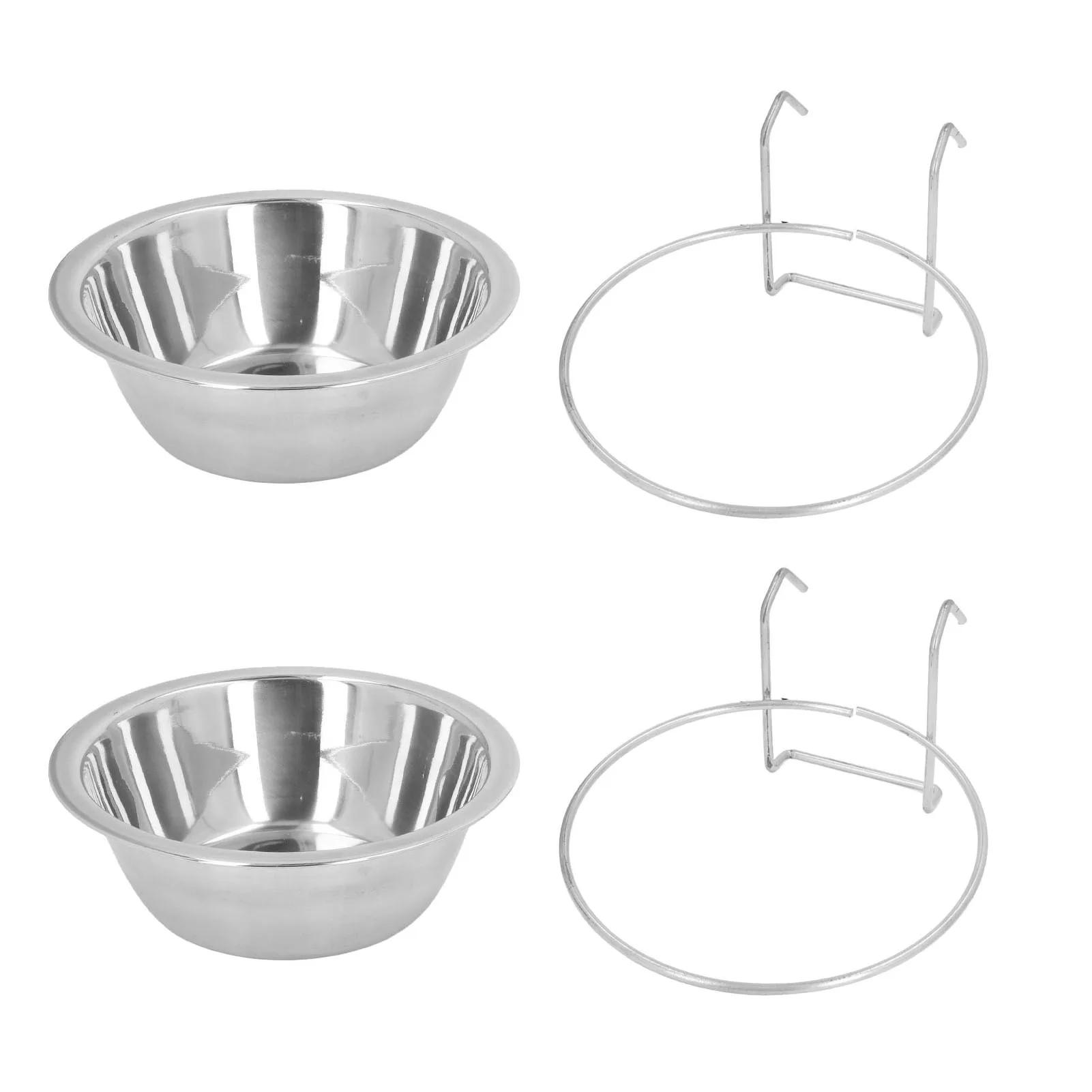 

2 шт. Подвесная миска для животных из нержавеющей стали, большой емкости, легко моется, миска для воды в клетку для собак, для будки серебряный