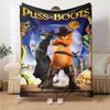 Mit Puss In Boots Motiv bedruckte Decke - Perfekt für Sofa, Bett, Reisen & Outdoor-Nutzung | Maschinenwaschbar, Gemütlich & Langlebig.